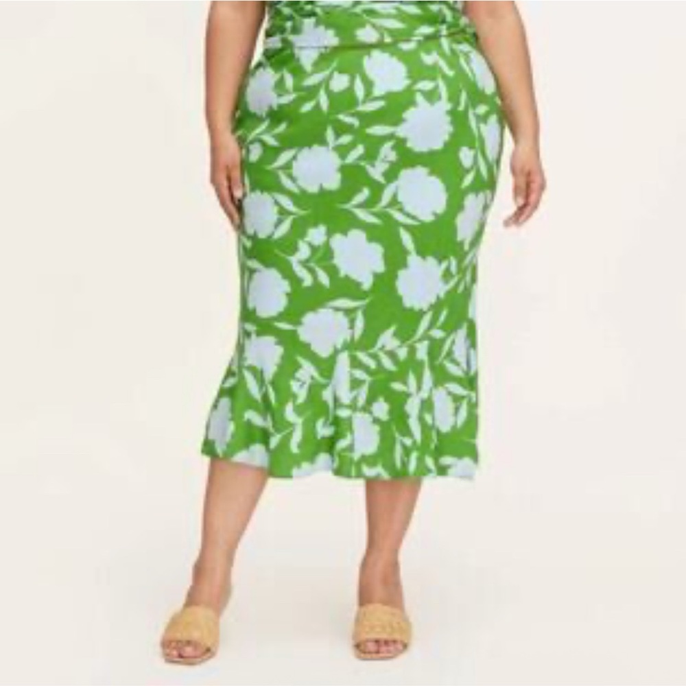 Kate Spade Green Trumpet Midi Skirt